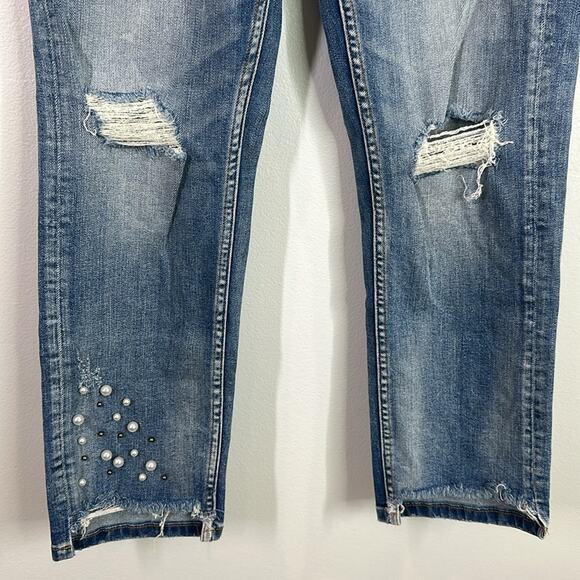 Zara embellished distressed denim jeans size 4 - Picture 3 of 9